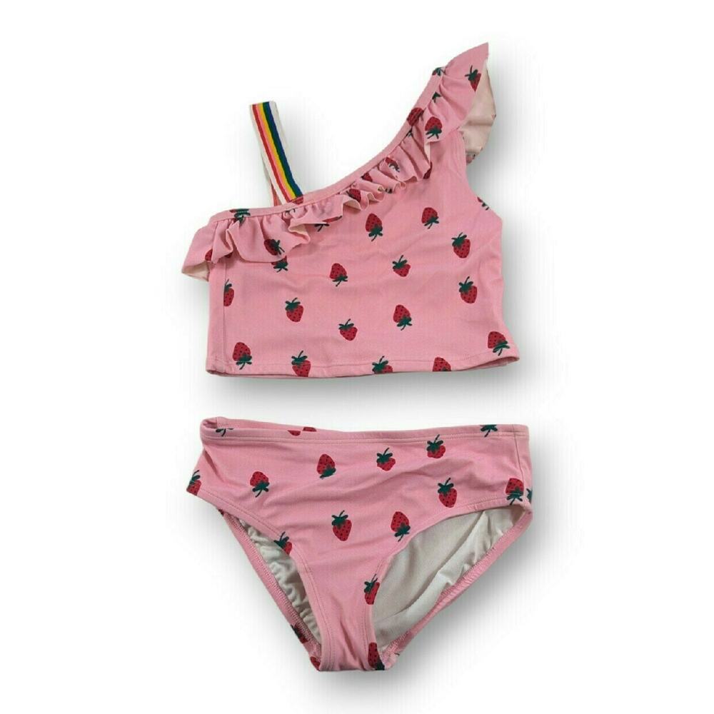 Hanna Andersson Pink Strawberry Swimsuit Girls 6-7